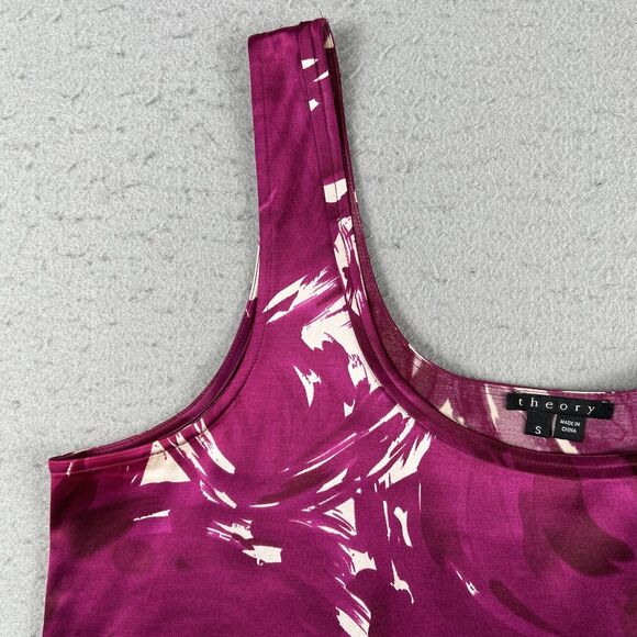 Theory Silk Blend Purple Floral Sleeveless Tank Top Women’s Size Small - Picture 5 of 16
